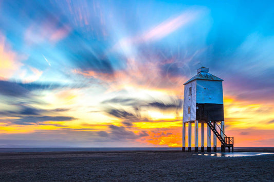 Burnham-on-Sea Low Lighthouse at sunset in Somerset - photograph by Daryl Gill