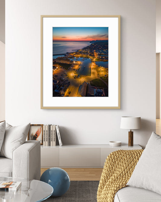 West Bay Harbour Lights at Dusk - West Bay | Dorset
