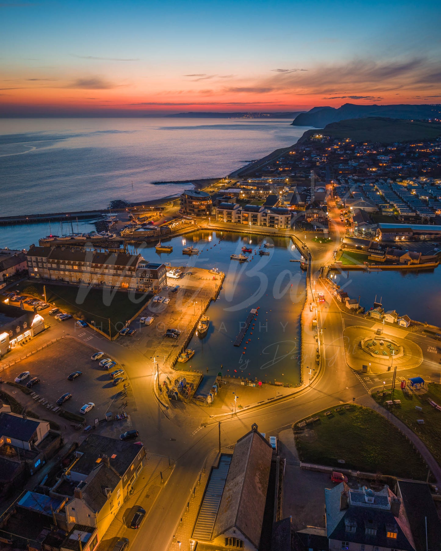 West Bay Harbour Lights at Dusk - West Bay | Dorset