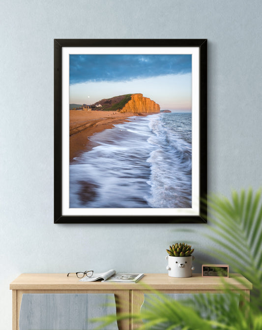 East Cliff Evening Tide & Moon - West Bay | Dorset