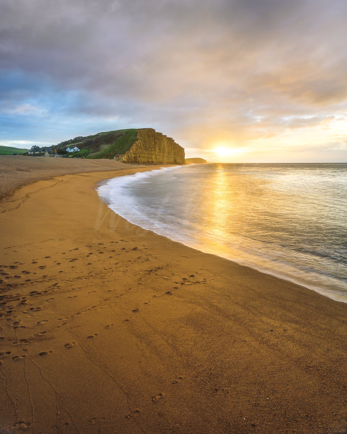 Footprints At Sunrise - West Bay | Dorset - Postcard/Print
