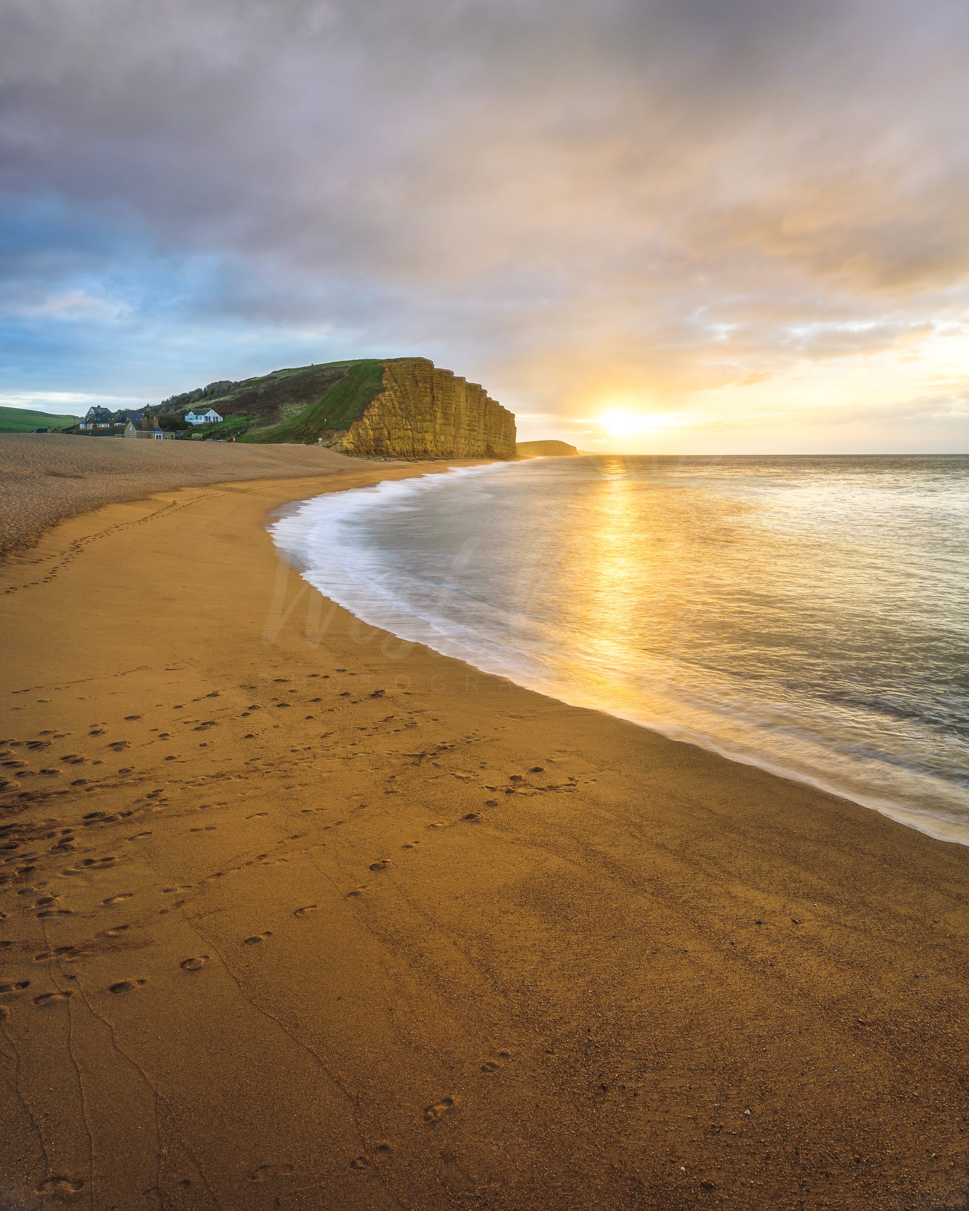 Footprints At Sunrise - West Bay | Dorset - Postcard/Print